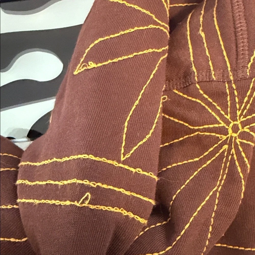 NWT Zara Embroidered Quilt Jacket Brown Yellow Size XL